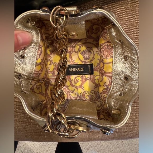 Versace "Authentic" Gold Bucket Evening Bag - Picture 6 of 15